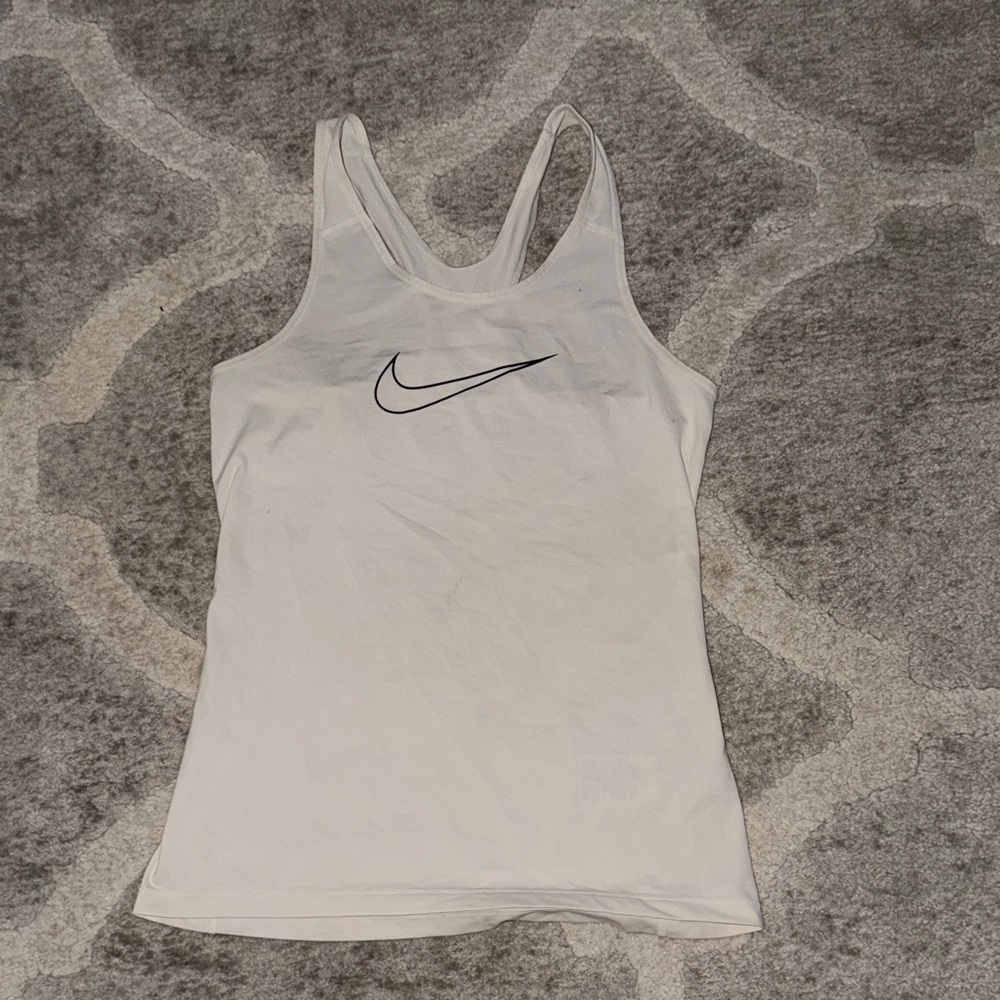 Nike Women's White Tank Top with Black Logo